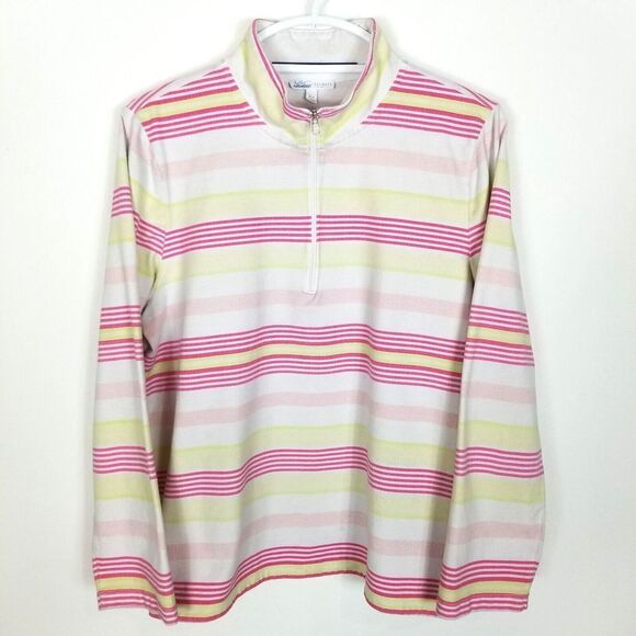 Talbots Sweaters - Talbots Hello Saturday Women Mock Zip Neck Pullover Size XL Petite Stripped